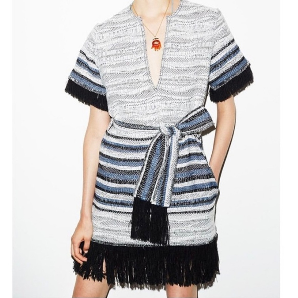 Derek Lam Crosby blanket Baja dress, belted waist, size 6